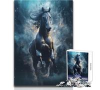 Jigsaw Puzzles for Adults 1000 Wild Black Nova Race Horse Ideal for Quiet Relaxing Moments Clean Uniform Cut Leisure Toy Size 50x75cm