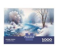 Jigsaw Puzzles for Adults 1000 Winter Landscape with River Jigsaws for Adults Relaxing Games Stress Reliever Challenging To Complete 70x50cm/1000pcs