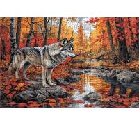 Jigsaw Puzzles for Adults 1000 Wolf 1000 Piece Jigsaw Puzzles for Adults, Challenging Puzzle Educational Game for The Whole for Women Gifts for Men Wall Art Room Decor River 30x20 inch RXPT-8888