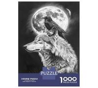 Jigsaw Puzzles for Adults 1000 Wolf And Raven Moon Art Print Adult Jigsaw Brain Teaser Game Analysis And Logic Challenging To Complete 52x38cm/1000pcs