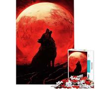 Jigsaw Puzzles for Adults 1000 Wolf Howling at Blood Moon Challenging To Complete Precision Cutting Family Game for Ages 14 And over (50x75cm)