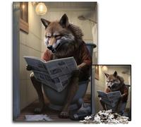 Jigsaw Puzzles for Adults 1000 Wolf Reading Newspaper Jigsaw Puzzles for Adults Perfect for Teenagers, Family Bonding, Brain Teaser & DIY Home Decor Gift 26X38CM/10.23x14.96inch