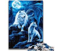 Jigsaw Puzzles for Adults 1000 Wolf Under The Moon Educational Games Home Decoration Educational Game for Birthday, Chrismas 38x26cm