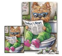 Jigsaw Puzzles for Adults 1000 Yorkshire Terrier Go Toilet Jigsaw Puzzle 1000 Pieces Challenging Brain Teaser for Teenagers, Perfect for Home Decor Or Gift Size 26x38cm