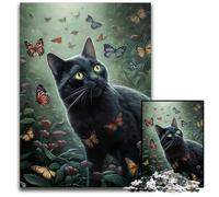 Jigsaw Puzzles for Adults 1000Cat with Butterfly paper Puzzles Perfect for Christmas Halloween Easter New Year 1000 PCS(38x26cm)