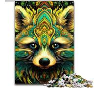 Jigsaw Puzzles for Adults 1000Green Raccoon Wooden Jigsaw Puzzles for Adults Family Interaction & Brain Challenge, Family Activity Challenge (Size 50x75 cm)
