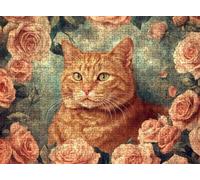 Jigsaw Puzzles for Adults 1000P, Large High Definition Puzzle Wooden, Relaxing Mind Game for Stress Relief, Creative Hobby, Room Wall Decor, Gifts for Men Women 29.5 x 19.7 inches Flower Cat f0-399