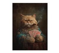 Jigsaw Puzzles for Adults 1000pcs(52x38cm) Royal Cat with Cigar And Cards-1 Puzzle for Adults Relaxing Games Perfect Decoration Challenging Game Gifts 1000pcs(52x38cm)