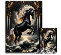 Jigsaw Puzzles for Adults 1000Piece Black And Gold Unicorn Puzzles for Adults Interactive Family Game DIY Home Decor Brain Challenge Gift 1000 PCS(38x26cm)