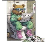 Jigsaw Puzzles for Adults 1000Piece Brown Bear Go Toilet 1000Piece Jigsaw Puzzle DIY Home Decor Brain Teaser Game for Teenagers (Size 50x75 cm)
