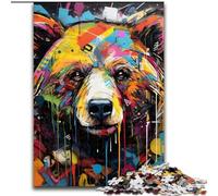 Jigsaw Puzzles for Adults, 1000Piece Brown Bear Graffiti Wooden Jigsaw Challenging Brain Teaser for Teenagers, Family Fun, DIY Home Decor Gift (Size 50x75 cm)