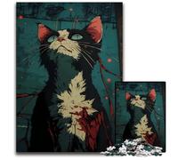 Jigsaw Puzzles for Adults 1000Piece Cat with Bloody Wounds Dark Vintage Anime Jigsaw Puzzles for Adults Interactive Family Game Ideal Family Activity Game 1000 PCS(38x26cm)