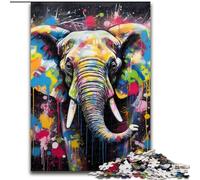 Jigsaw Puzzles for Adults 1000Piece Elephant Graffiti Painting Adult Jigsaw Puzzles 1000Pieces Challenging DIY Art for Enthusiasts, for Relaxation (Size 50x75 cm)