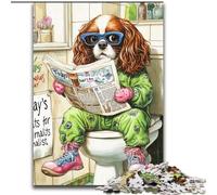 Jigsaw Puzzles for Adults, 1000Piece King Spaniel Go Toilet Puzzles for Adults, Ideal for Office, Bedroom, Living Room Decor (Size 26x38 cm)