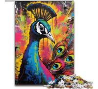 Jigsaw Puzzles for Adults, 1000Piece Peacock Graffiti Painting Puzzles for Adults, Ideal for Office, Bedroom, Living Room Decor (Size 50x75 cm)