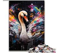 Jigsaw Puzzles for Adults 1000Piece Swan Graffiti Painting Puzzle 1000Pieces Jigsaw for Birthdays, Holidays & Home Decor (Size 50x75 cm)