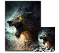 Jigsaw Puzzles for Adults 1000Raging Fenrir Norse Wolf Wooden Puzzles Perfect for Christmas Halloween Easter New Year 1000 PCS(75x50cm)