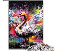 Jigsaw Puzzles for Adults 1000Swan Graffiti Painting Jigsaw Puzzles 1000Pieces for Adults Challenging Brain Teaser for Teenagers & Families (Size 50x75 cm)