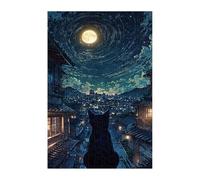 Jigsaw Puzzles for Adults 120 Cat Moon City, Challenge Educational Game, Impossible High Difficult Jigsaw Puzzles for Adults, Puzzle 120 Pieces