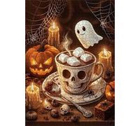 Jigsaw Puzzles for Adults 120 Coffee Ghost Puzzle Impossible Hard Difficult Challenging Puzzle for Adults 120 Piece Puzzle Games 9.8 x 7.9 inch
