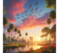 Jigsaw Puzzles for Adults 120 Piece,20x20 cm puzzle for adults Educational Game Challenge Toy 120 Pieces puzzles for Adult Home Decoration Puzzle Palm Tree Birds