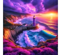 Jigsaw Puzzles for Adults 120 Piece,20x20 cm puzzle for adults Educational Game Challenge Toy 120 Pieces puzzles for Adult Home Decoration Puzzle Purple Lighthouse Clouds