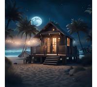 Jigsaw Puzzles for Adults 120 Piece,20x20 cm puzzle for adults Educational Game Challenge Toy 120 Pieces puzzles for Adult Home Decoration Puzzle Beach Hut Night View