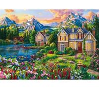 Jigsaw Puzzles for Adults 120 piece,25x20 cm puzzle for adults Educational Game Challenge Toy 120 Pieces puzzles for Adult Home Decoration Puzzle (Lakeside Lodge Mountain)
