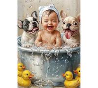 Jigsaw Puzzles for Adults 120 piece,25x20 cm puzzle for adults Educational Game Challenge Toy 120 Pieces puzzles for Adult Home Decoration Puzzle (Happy Baby Dogs)
