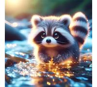 Jigsaw Puzzles for Adults 120 Piece Adorable Raccoon River 45x45cm, Creative puzzles for adults 120 Piece Funny and Artistic Christmas Birthday Gifts for Boys Girls