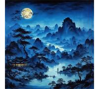 Jigsaw Puzzles for Adults 120 Piece Blue Mountains River 45x45cm, Creative puzzles for adults 120 Piece Funny and Artistic Christmas Birthday Gifts for Boys Girls