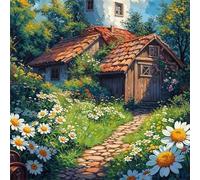 Jigsaw Puzzles for Adults 120 Piece Country Lawn Daisies 45x45cm, Creative puzzles for adults 120 Piece Funny and Artistic Christmas Birthday Gifts for Boys Girls