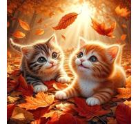 Jigsaw Puzzles for Adults 120 Piece Fallen Leaves Cat, Jigsaws 120 pieces for adults Family Activity, Challenging puzzles Games, Colourful, Beautiful Decoration Puzzle