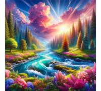 Jigsaw Puzzles for Adults 120 Piece jigsaw puzzles for Adult Educational Game Challenge Toy 120 Pieces Puzzle Challenging Games for The Whole for adults,Sunlight Rivers Flowers puzzle Gifts