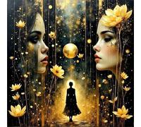 Jigsaw Puzzles for Adults 120 Piece Lady Golden Flower 45x45cm, Creative puzzles for adults 120 Piece Funny and Artistic Christmas Birthday Gifts for Boys Girls