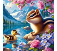 Jigsaw Puzzles for Adults 120 Piece Lake Squirrel Duck 45x45cm, Creative puzzles for adults 120 Piece Funny and Artistic Christmas Birthday Gifts for Boys Girls