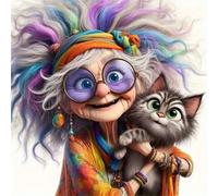 Jigsaw Puzzles for Adults 120 Piece Rocking Granny Cat 45x45cm, Creative puzzles for adults 120 Piece Funny and Artistic Christmas Birthday Gifts for Boys Girls