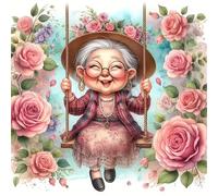 Jigsaw Puzzles for Adults 120 Piece Rose Happy Grandma 45x45cm, Creative puzzles for adults 120 Piece Funny and Artistic Christmas Birthday Gifts for Boys Girls