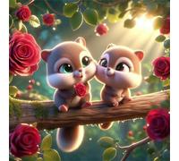 Jigsaw Puzzles for Adults 120 Piece Squirrel Rose Branch 45x45cm, Creative puzzles for adults 120 Piece Funny and Artistic Christmas Birthday Gifts for Boys Girls