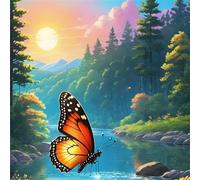 Jigsaw Puzzles for Adults 120 Piece Woods Butterfly Stream 45x45cm, Creative puzzles for adults 120 Piece Funny and Artistic Christmas Birthday Gifts for Boys Girls