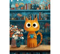 Jigsaw Puzzles For Adults 120 Pieces Bookshelf Cat, Challenging jigsaw puzzles 120 pieces 10x8inch, Educational Game, Fun Activity for Home, for puzzle Lovers