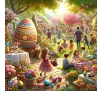 Jigsaw Puzzles for Adults 120 Pieces,Easter Party Landscape jigsaw Puzzle 8x8 inch Challenging puzzles,DIY Puzzles for Home Decoration,Family Puzzle Perfect for Game