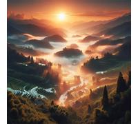 Jigsaw Puzzles for Adults 120 Pieces Sunrise Pastoral Landscape, Puzzles for Adults, Challenging Game, Impossible Hard Challenge, Puzzle for Adult 120 Pieces
