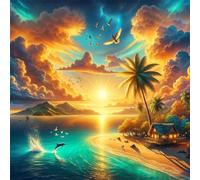 Jigsaw Puzzles for Adults 120 Pieces Sunset Tropical Island,Hard Difficult Challenging Puzzle for adults,120 Piece Educational Game Home Decoration puzzle