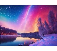 Jigsaw Puzzles for Adults 120 Pieces,Winter Rainbow Lake puzzles for adults,Classic Educational Games DIY Handwork Puzzle for Home Decor Gift