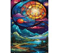 Jigsaw Puzzles for Adults 120, Puzzles for Adults Stained Glass Landscape, Challenging Difficult Logic Puzzle, Puzzle 120 Pieces for Adult 9.8 x 7.9 inch