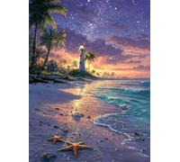 Jigsaw Puzzles for Adults 1200 Piece Beach Lighthouse Starfish, Jigsaws 1200 pieces for adults Family Activity, Challenging puzzles Games, Colourful, Beautiful Decoration Puzzle