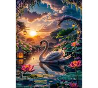 Jigsaw Puzzles for Adults 1200 Pieces,Sunset Lake Swan jigsaw puzzle 75x50 cm Challenging DIY Puzzle for Home Decoration,Family puzzles Perfect for Game