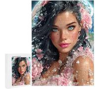 Jigsaw Puzzles for Adults 1314 Piece Woman Flower, 1314 Piece Jigsaw Puzzles for Adults, Educational Game jigsaw puzzle 75 x 50cm Suitable for Decompression and Room Wall Decor Gifts PjY3225 I-L