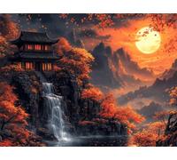 Jigsaw Puzzles for Adults 1314, Waterfall Sunset, 75x50cm, n-664 | Puzzle Games, Adult Hobbyists, Stress Relief Home Activity, Mind Relaxation, Birthday Gifts for Women, Home Decor